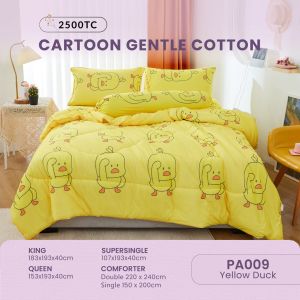 Bedsheet Set Comforter100% Cotton Cadar Set 2500TC Cartoon Gentle Cotton Bedsheet Set Comforter Set S.Single/Queen/King Set Cadar