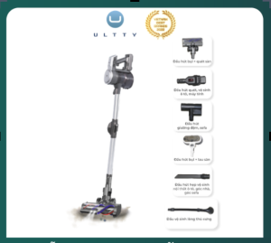 Máy hút bụi lau nhà cầm tay không dây thông minh Ultty V08 - Lực hút 24000 pascal - Hàng chính hãng BH 24 tháng