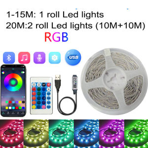 RGB LED Dải Đèn USB Bluetooth IR Remote 20 Màu Đồng Bộ Âm Nhạc Thời Gian Phòng Ngủ Tivi Đèn Nền Trang Trí