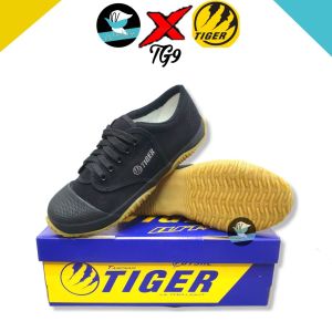 J-rin รองเท้าผ้าใบ Tiger TG9 ฟุตซอลพื้นเหลือง รองเท้านักเรียน น้ำตาล/ขาว/ดำ รองเท้าผ้าใบไทเกอร์