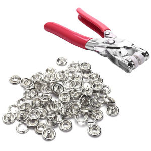 9.5mm Metal Sewing Prong Rings Snap Button Pliers Fastener Stud Button Fixing Tool Sewing Craft Kit DIY Installing Clothes Jeans Bag Clip