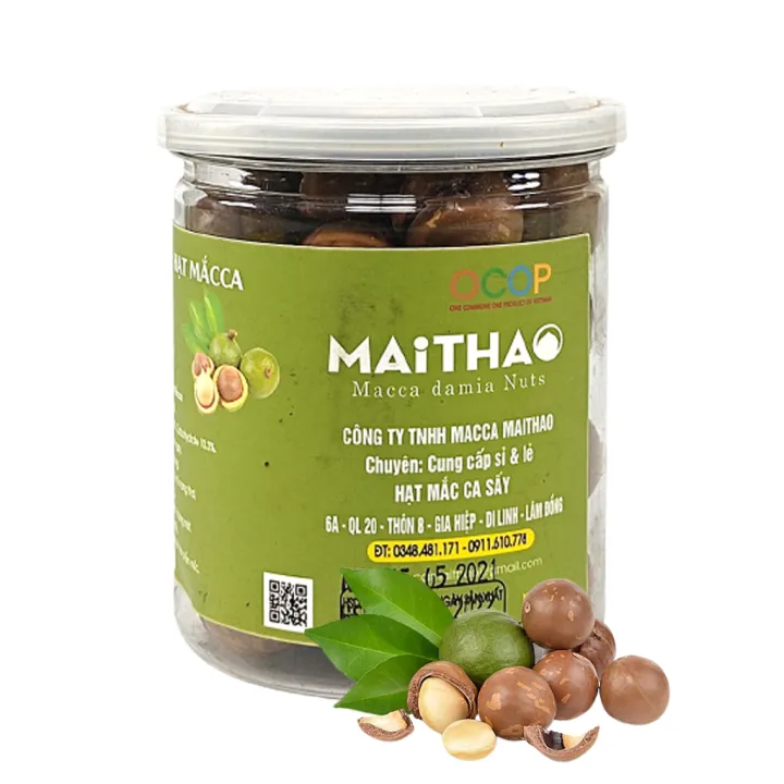 Hạt macca sấy vùng Cao Nguyên Lâm Đồng Mai Thao (245g/hũ) hạt size 22 - 27 to, đều đẹp