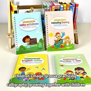 4 Books Set Reusable Childrens Enlightenment calligraphy Writing Board Tracing Book Set 临摹书