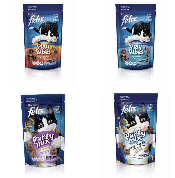 Felix Party mix Play Tube ขนมแมวกรุบกรอบ