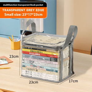 Book Storage Bag Transparent Waterproof Dust Storage Bag Multi-function Organizer with Zipper Student Book Sort Organizer Box