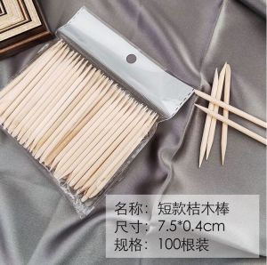 100Pcs Nail Art Wood Stick Cuticle Pusher Dead Skin Remove Cleaning Pen Manicure Tool 美甲工具桔木棒点钻点胶水清洁推死皮美甲常备多功能桔木棒