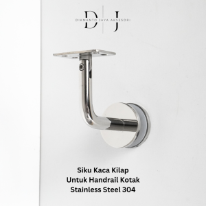 Siku Kaca Kilap Untuk Handrail Kotak SUS304 (Banister)(Handrail)(Braket)(Glass Clamp)(Fleksibel)(Railing)