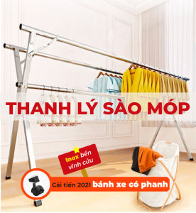 Thanh lý sào Phơi Quần Áo Có BÁNH XE bị móp - chất liệu inox có thể Gấp Gọn Treo quần áo tiện lợi