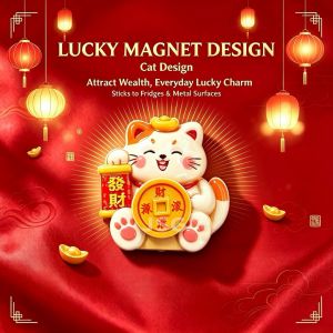 Maneki-neko Lucky Cat God of Wealth Fortune Rotating Decorative Magnets for Kitchen Office Home