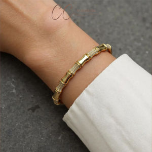CC Wardrobe Korean Luxury 18K Gold Hand Bangle Premium Minimalist Fashion Jewelry