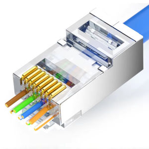 ZOERAX Pass Through RJ45 Connector Cat6 Cat6a 30u Gold Plated Shielded Modular Plug 1.1mm 1.2mm Hole for STP Ethernet Cable 8P8C Ends