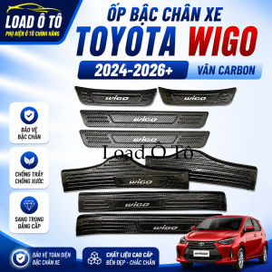 Ốp Bậc Cửa Nẹp Bước Chân Carbon Xe Toyota Wigo 2026-26 Mẫu Vân Carbon Cao Cấp Sẵn Keo Dán 3M