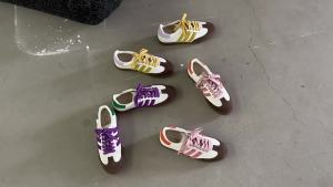 Giá khuyến mãi Feng Liya   Giày tập luyện Đức màu trắng tím nâu hồng cho phụ nữ 2024 Giày thể thao cổ thấp retro mùa xuân và mùa hè