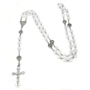 Catholic Necklace Rosary Beads Long Chain Cross Pendant Necklaces Christian Prayer Meditation for Women