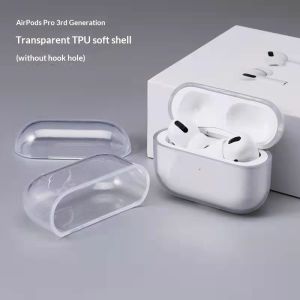 JJT Transparent TPU Case for AirPods Pro 2/3 with Hang Hole Protective Soft Shell Cover for Apple Earbuds