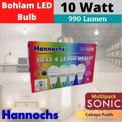 Hannochs Sonic Lampu Bohlam LED 18 W / 13 W /10 W / 6W Watt Multipack Isi 4 pcs Super Murah