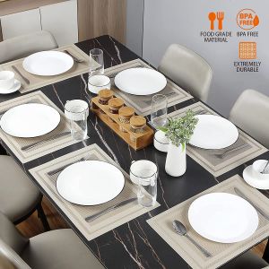 【Fans Tone】Rectangular Placemats Table Mat Oil-Water-Proof And Heat-Insulating Household Table Coasters Kitchen Device Sets