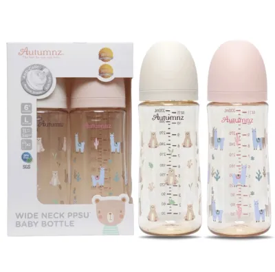 Autumnz PPSU Baby Bottle Wide Neck Feeding Bottle Baby BPA-Free 4oz/6oz/8oz/10oz (SINGLE Pack)