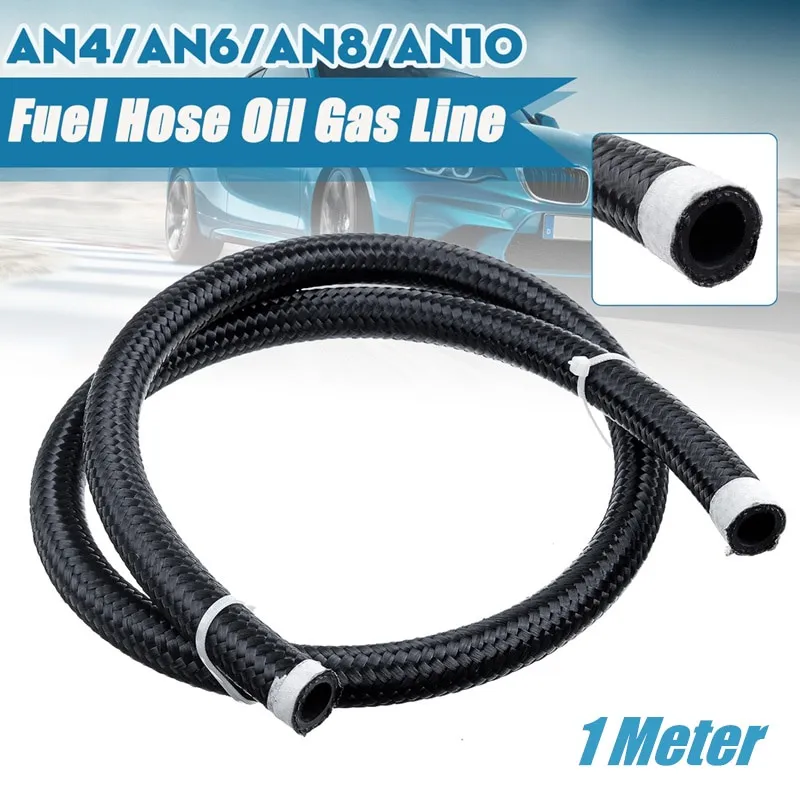 1M AN6/AN8 Universal Car Fuel Hose Oil Gas Line Nylon Steel Braided  Pipeline Gas Radiator Brake Hose Fuel Pipe