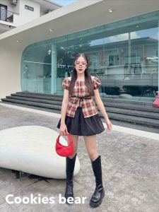 แขนตุ๊กตาตัวยาว ทรงผ่าหน้าคอเหลี่ยมขอบลูกไม้ ผ้าคอตตอนทอหนา สม๊อคหลัง ทรงสวยมากค่าาา Cookie Bear