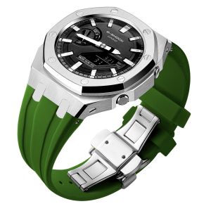 (No Wtach) New Gen5 Casioak Stainless Steel Case for G-Shock GA2100 Mod Kits Modification Kit Metal Bezel Rubber Band for GA2110 GAB2100 Gen4 Mod Kit for GA2100 Metal Bezel Casio Modification Kit GEN4 Rubber Watch Case Stainless Steel Strap GA 2100/2110