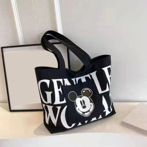 Belfoyer 【สต็อกท้องถิ่น】กระเป๋าผ้าใบตัวอักษรความจุสูงกระเป๋าสะพายสุภาพสตรีกระเป๋าถือพิมพ์เรียบง่าย