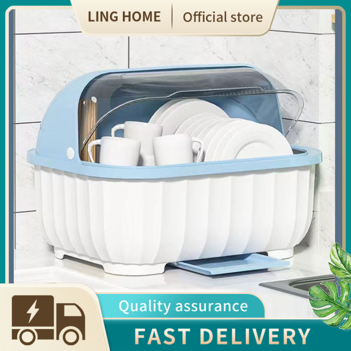 【L&H】Kitchen Plate Cup Dish Medium And Large Size Dish Drying Rack and  Drain Board with Lid-KC108 Lazada PH