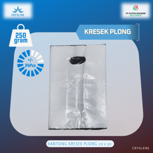 CRYSLENE Plastik Kantong Kresek PE Plong Bening Oval