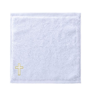 30*30cm Christening Baby Towel for Boys Girls Baptismal Cotton Solid White Embroidery Church Cross Towel for Baby Newborn Baptism Baby Shower Gift
