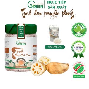 TINH BỘT CỦ SEN NGUYÊN CHẤT Việt Green màu ngà hồng được 100% Natural giàu dinh dưỡng và nhiều công dụng tốt