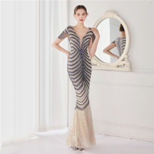 Plus Size Sequined Dress for women Christmas Gown Lady Party Dinner Wedding Slimming Fashion Female Evening Dresses