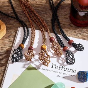 RGFV DIY Necklace Cord Braided Hand-woven Braided Necklace Cord Net Bag Pendant Length Adjustable Crystal Necklace Holder Bracelet