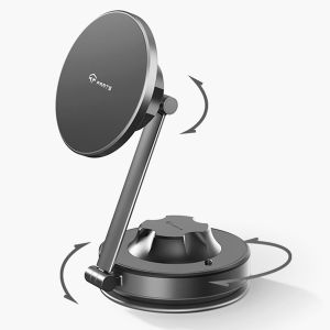 TPARTS Vacuum Suction Magnetic Phone Holder for Tesla Model Y/3/X/S Upgraded Suction Cup Car Mount with 360 ° Rotation and Retractable Phone Holder
