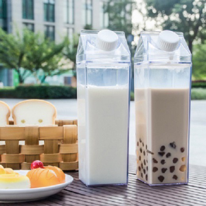 500ml Clear Acrylic Transparent Water Bottle Stylish Milk Carton Shaped Bottle