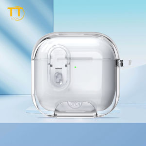 Tri-Town Auto Flip Cover Shockproof HD Clear Case for AirPods Pro 2/4 with Wireless Charging Anti-Yellowing
