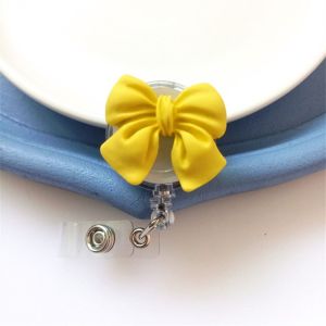 NBANLIKE Bow Flower Nurse Badge Reel 3D Flora Name Tag Retractable Badge Holder Cute ID Card Easy Pull Buckle Office School