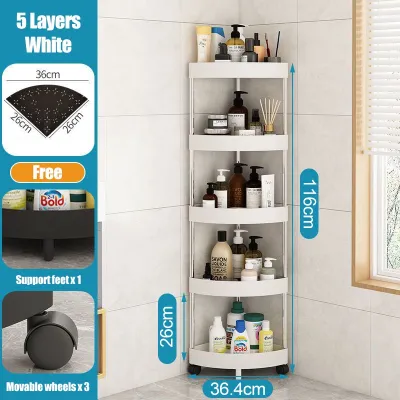 NINI Corner Rack Trolley Rack Bathroom Corner Triangular Corner Rack Floor Multi-Layer Finishing Rack Storage Rack Bedside