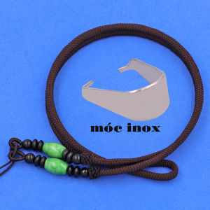 Mặt Phật Đại nhật như lai đá mắt hổ size lớn (2.9cmx4.5cm) kèm vòng cổ dây dù nâu - VDUNLMHN3 Phật bản mệnh mặt Phật đá mặt dây chuyền Phật bản mệnh