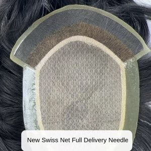 Full Delivery Needle Forehead Lace Float Buckle Durable Men Toupee Breathable Male Wigs 100% Human Hair Systems Natural Wig 6" Hair Invisible Hairline Replacement Natural Looking Straight
