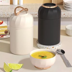 LINSBAYWU 500ml Food Thermal Jar Double-Layer Handheld Wall Insulated Tumbler Insulated Vacuum Jar Stainless Steel Thermal Soup Cup School