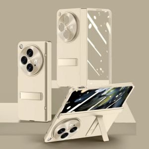 With Privacy Tempered Glass Flim Full Protective case For OPPO Find N3 FIND N3 Spring Hinge Holder Lens Camera protect Cover