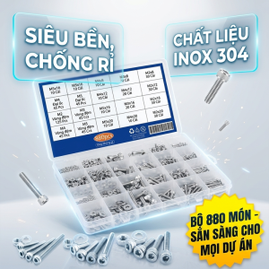 ⚡Miễn Phí Vận Chuyển⚡Một Bộ 880 Chiếc Thép Không Gỉ 304 Đầu Ổ Cắm Lục Giác Bộ Ốc Vít M2 M3 M4 M5 Có Hạt Và Vòng Đệm Cho DIY Và Sử Dụng Chuyê