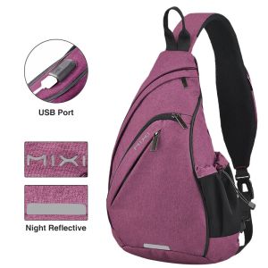 Mixi Men One Shoulder Backpack Women Sling Bag Crossbody USB Boys Cycling Sports Travel Versatile Fashion Bag Student School2026