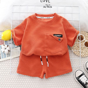 baby set fashion cotton plain comfortable short sleeve with casual shorts 1-5y kids outfit cotton