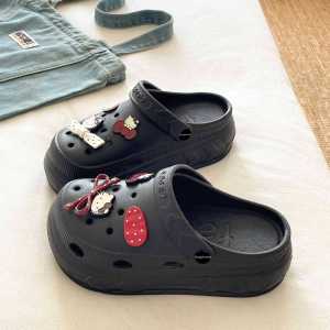 [Free Shipping] Detachable Clogs For Women New Summer Style Cartoon Design Suitable For Outdoor Wear EVA Material Non-Slip Thick Sole Versatile Beach Sandals High-Top Style