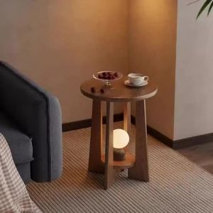 FFBH Solid Wood Coffee Tables Minimalist Oval Coffee Tables Easy To Move Side Table Modern Functional Luxury Living Room Furniture Z5Q1T