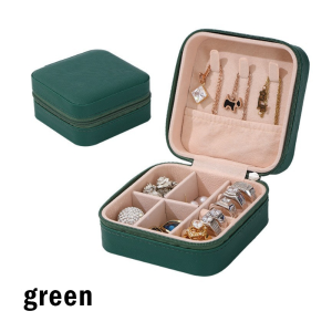 Jewelry Storage Box With Zipper Portable Travel Velvet Jewelry Organizer PU Leather Earrings Necklaces Rings Storage Box