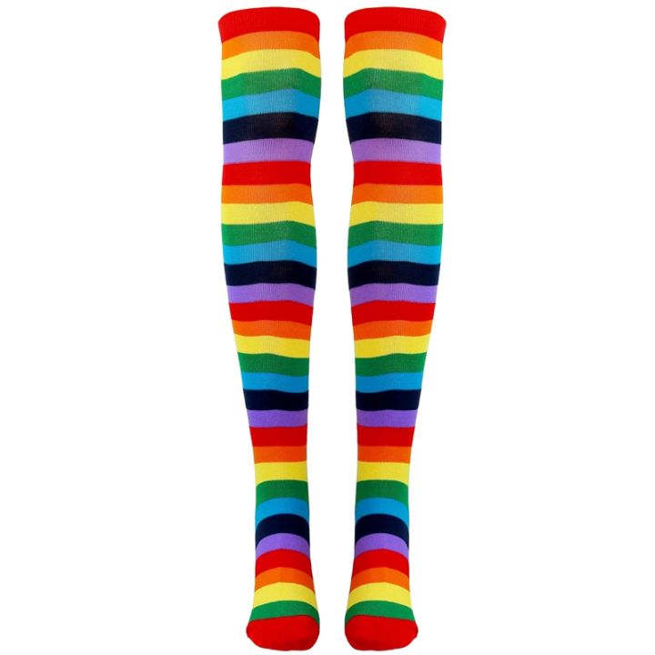 Colorful Rainbow Striped Socks Over the Knee Clown Striped Costume High  Stockings for Halloween Cosplay Circus Parties Lazada PH