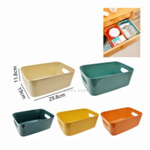 OHHDEER Plastic Storage Basket Household Storage Boxes with Handle Bathroom Desktop Kitchen Cabinet Organiser Box