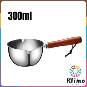 Klimo 150/300ml Stainless Steel Mini Oil Splash Pot Milk Pot Seasoning Small Pot Kitchen Cooking Supplies